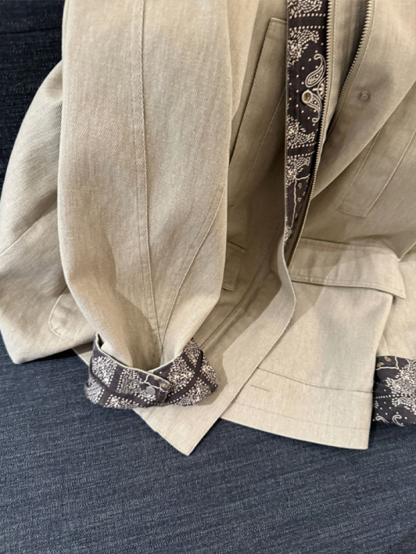 Ženska windbreaker jakna u Old Money stilu s kontrastnim šavovima, polo ovratnik, slobodan kroj, srednja duljina, poliester