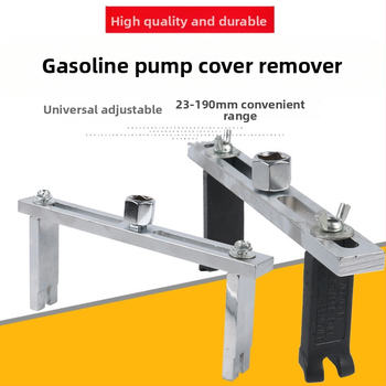 Gázolajtartály szétszerelő eszköz, állítható, többfunkciós üzemanyagpumpa kupakkulcs, derékszögű és görbült szájú kétcsápos design (Anyag: No.45 acél; Készlet: 4; Háztartási használat)