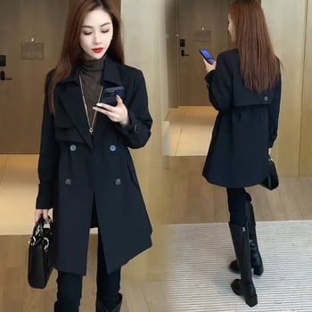 Ženski trench kaput srednje duljine, struk naglašen, britanski stil, elegantno i ležerno