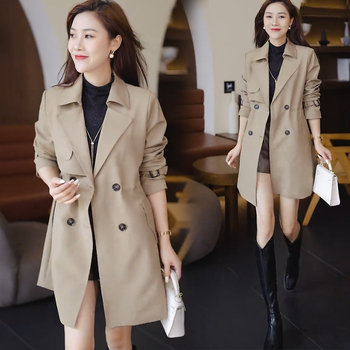 Ženski trench kaput srednje duljine, struk naglašen, britanski stil, elegantno i ležerno