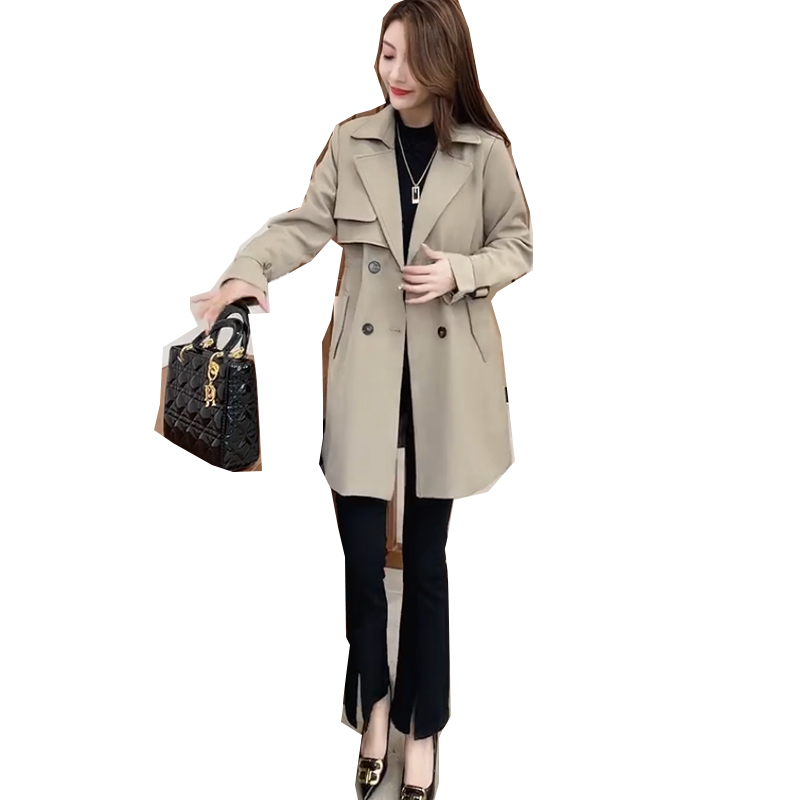 Ženski trench kaput srednje duljine, struk naglašen, britanski stil, elegantno i ležerno