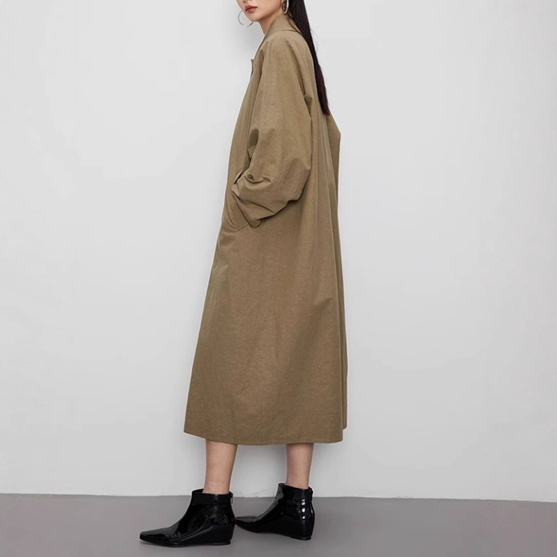 Ženska windbreaker srednje duljine, jednopodna boja poliester, Polo ovratnik, dugi rukavi, jednostruko kopčanje na gumbe