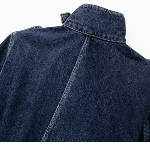 Дамски средно дълъг тренчкот, зимен 2024, уличен стил с колан, едноцветен полиестер 70–80%, висока яка, дълги ръкави, еднобортно закопчаване