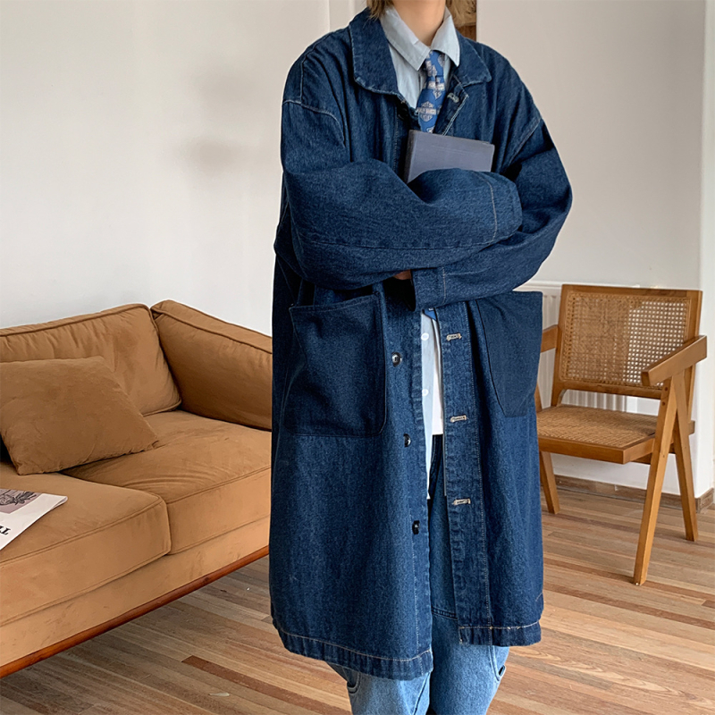 Korejskog stila dugačka windbreaker jakna od pamukasto-sintetičkog materijala, ovratnik, slobodan kroj