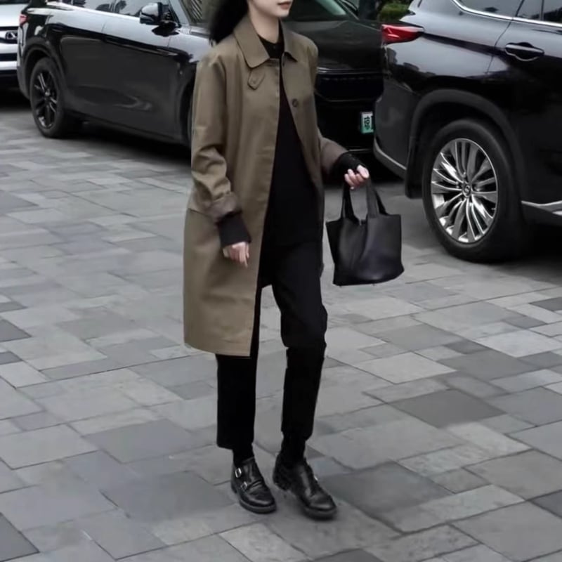 Vjetrovka jakna s reverom, srednje duljine, poliester, jednostruko kopčanje