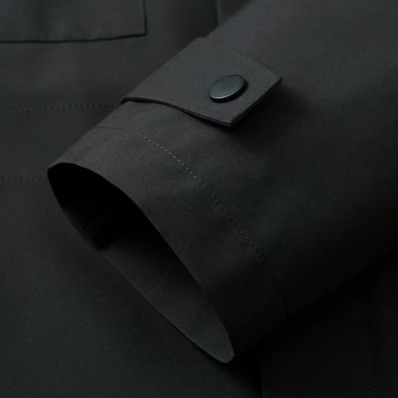 Muška windbreaker jakna s odvojivom kapulom, stojeći ovratnik, zatvarač, srednja duljina, poliester tkanina