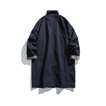 Muški kaput, slim fit, srednje duljine, prednji zip, ovratnik tip odijelo, Vinylon-Lycra tkanina, lagani poslovni stil, jesen 2024