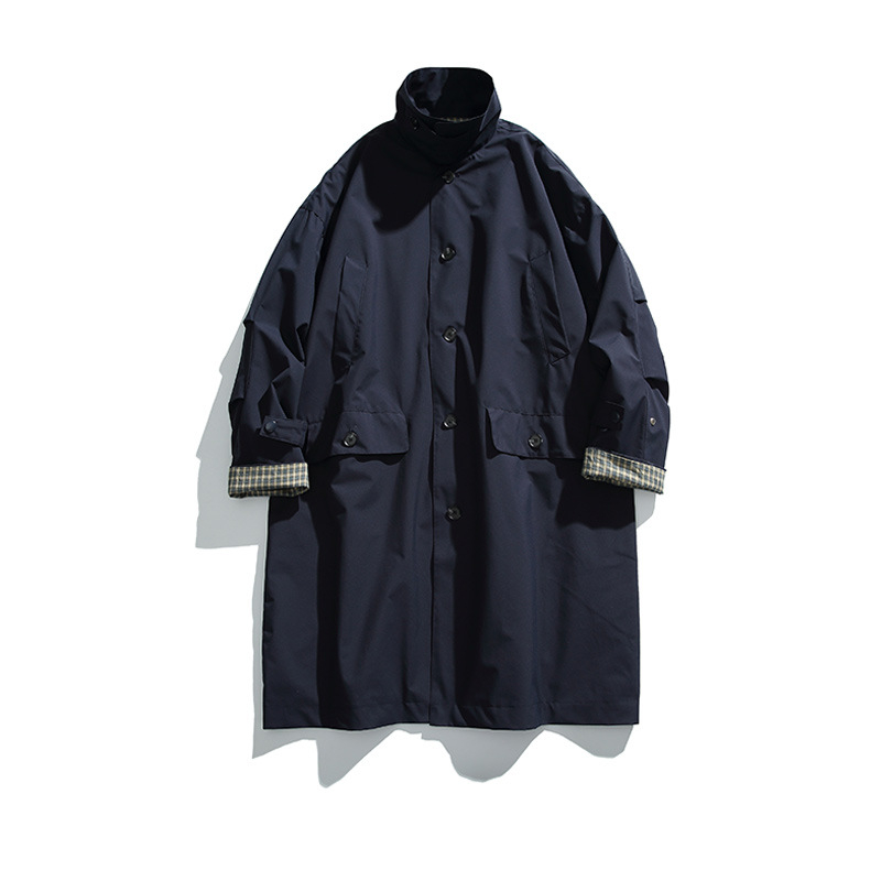 Muški kaput, slim fit, srednje duljine, prednji zip, ovratnik tip odijelo, Vinylon-Lycra tkanina, lagani poslovni stil, jesen 2024