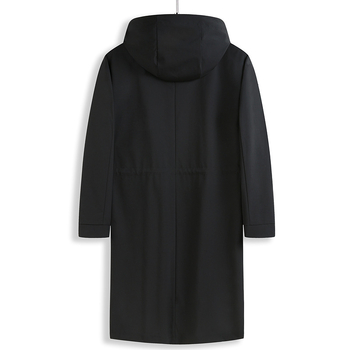 Muški dugi kaput s kapuljačom i zatvaračem, jednobojna poliester tkanina, podstava 100% poliester, bez glačanja