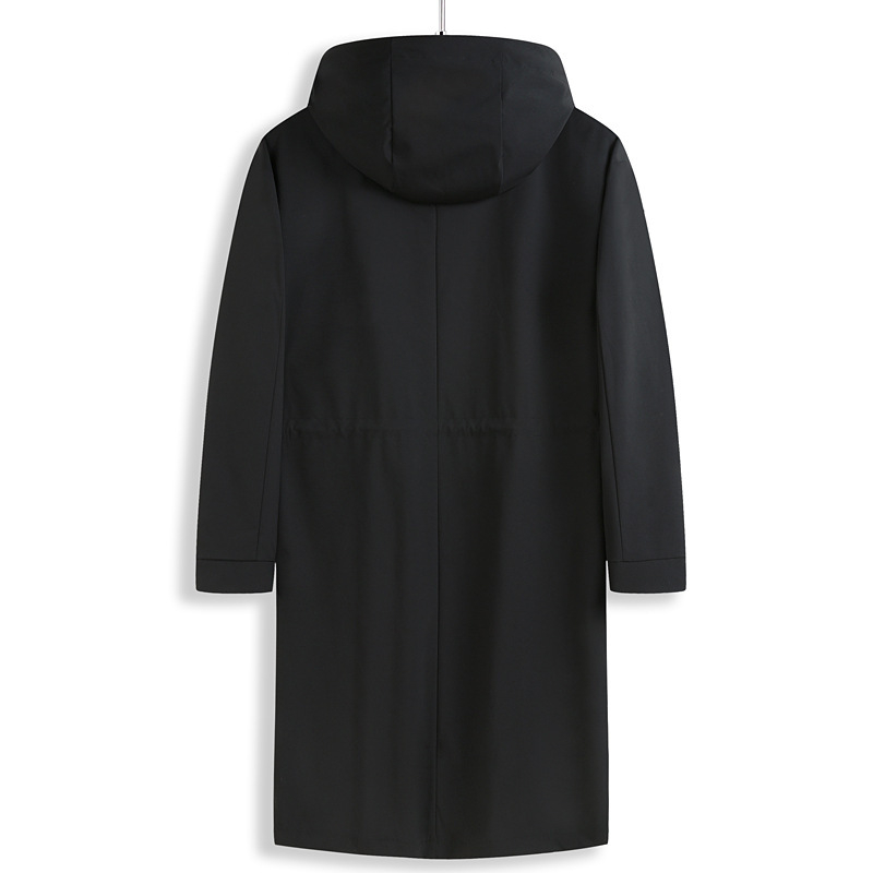 Muški dugi kaput s kapuljačom i zatvaračem, jednobojna poliester tkanina, podstava 100% poliester, bez glačanja