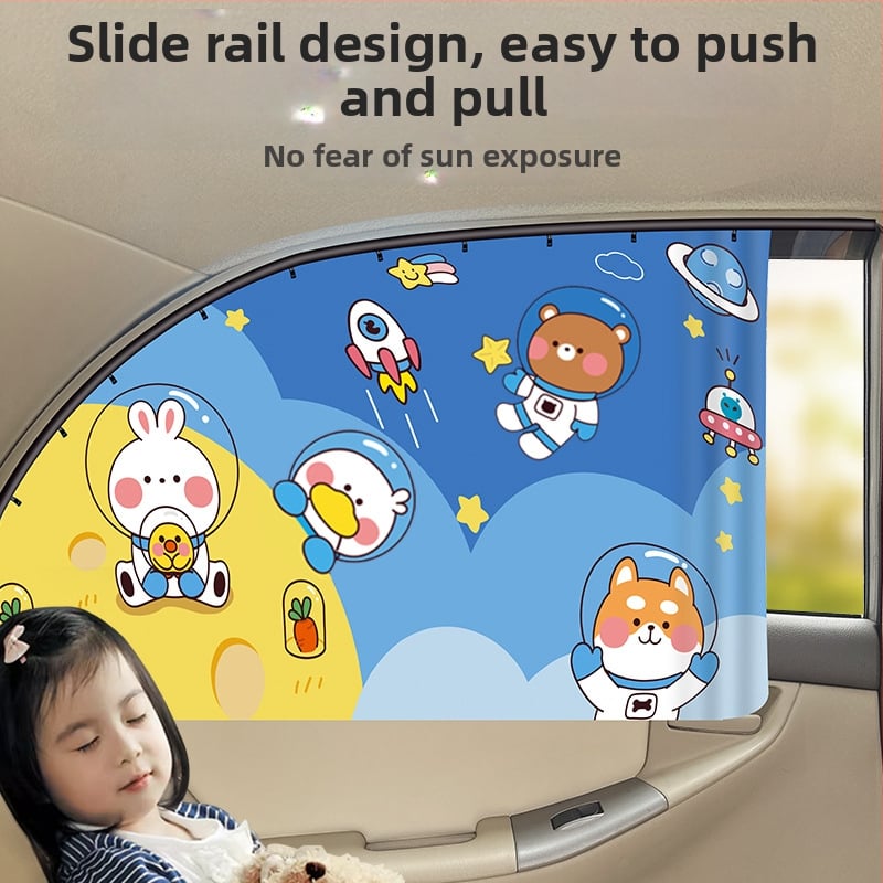 Cortină de umbrire auto pentru copii, Brand 111, poliester, tip opac gros, cu șină glisantă, universală pentru vehicule