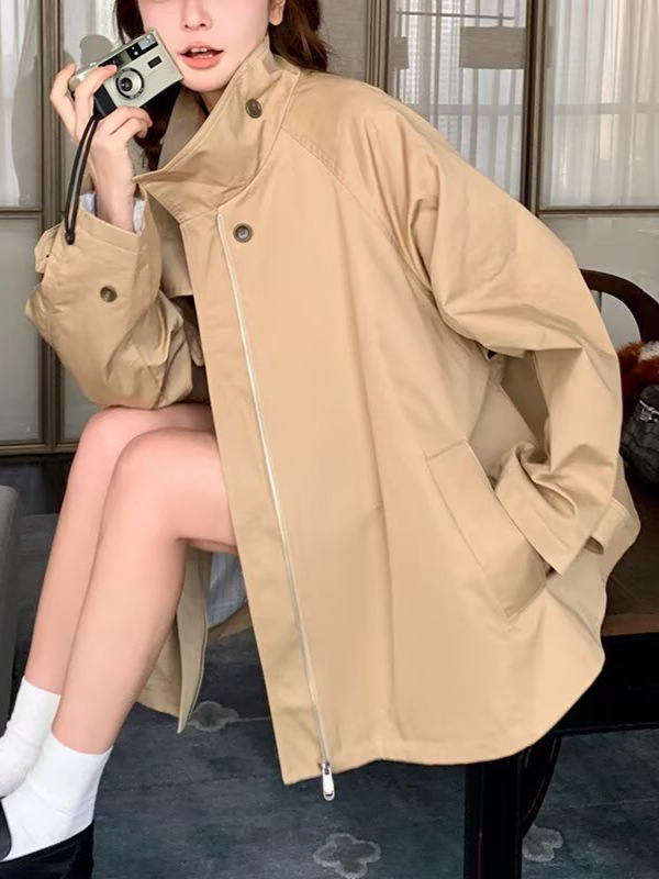 Ženska bomber jakna za proljeće i jesen, američki retro stil, ležeran kroj, dugačka duljina, poliester