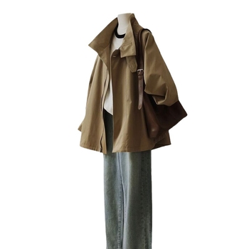 Geacă de damă în stil coreean, mâneci lungi, poliester, primăvara 2024