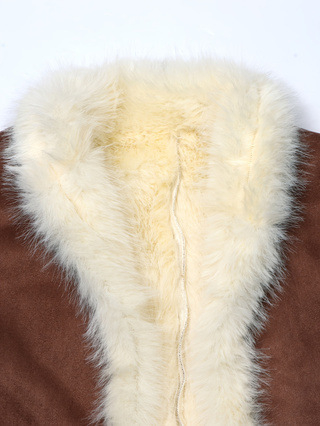 Ženski dugi kaput s ovčjom krznom, Island Velvet tkanina, poliester 90–95%, jesen 2025