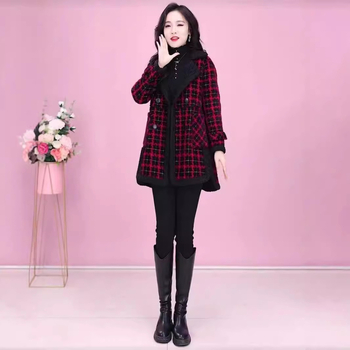 Női kabát, közepes hosszúságú, ősz 2024, poliészter szál, nyomott minta, városi stílus