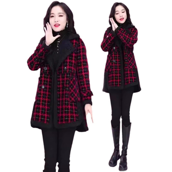 Női kabát, közepes hosszúságú, ősz 2024, poliészter szál, nyomott minta, városi stílus