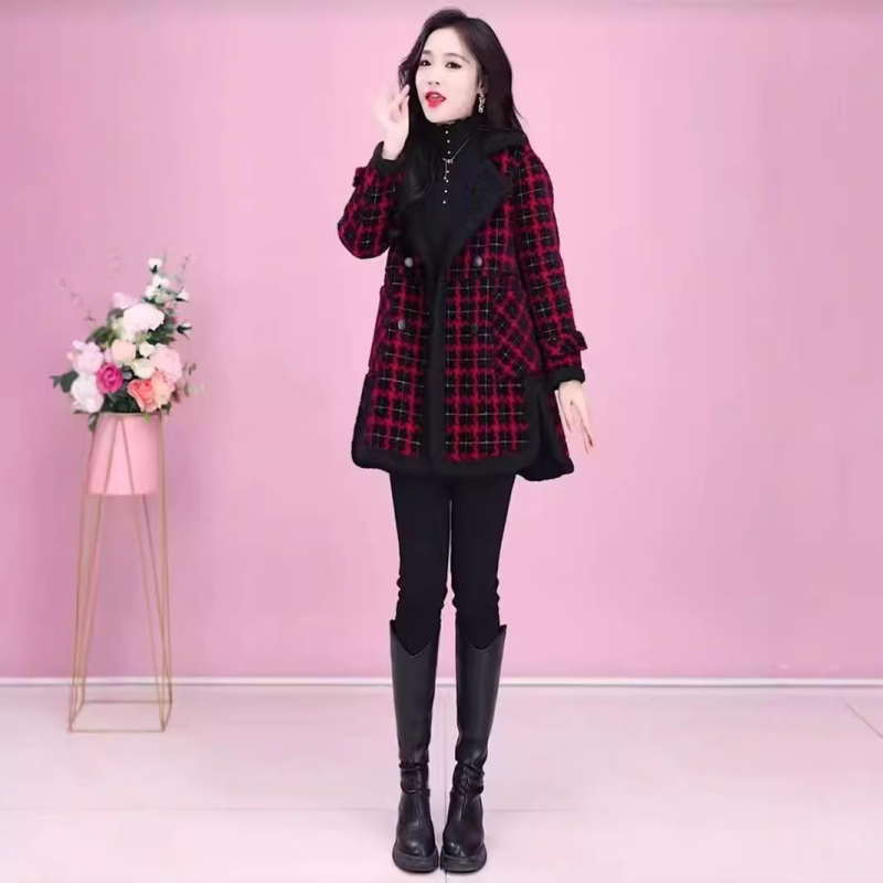 Női kabát, közepes hosszúságú, ősz 2024, poliészter szál, nyomott minta, városi stílus