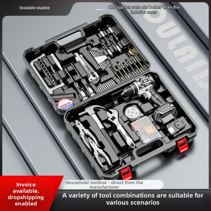 Olade Višestruki komplet alata za kućnu upotrebu – plastična kutija, 100 dijelova, kompatibilan s električnim bušilicama