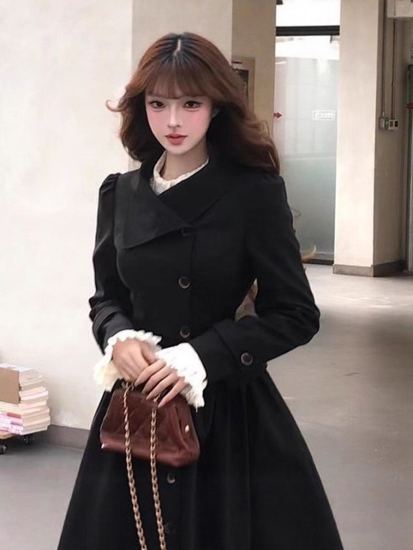 Női poliészter trench kabát dupla gombolással és derekat összeszorító kötőfűzővel, középhosszú, 2025 ősz