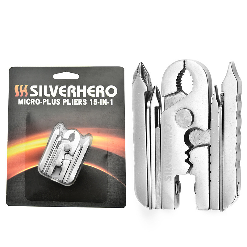 Silverhero 420 nehrđajući čelik višenamjenski EDC klešta 15 u 1, uz karabiner, igla za izbacivanje SIM kartice i digitalni odvijač