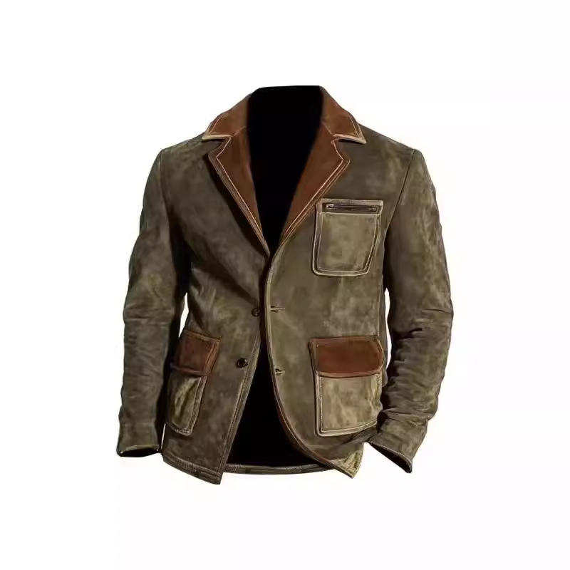 Férfi kabát polieszterből, kopásálló és szélálló, testhez álló szabásban, őszi 2024