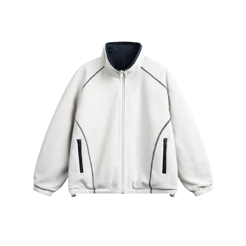 Unisex fleece jakna s stojećim ovratnikom, japanski stil, širok kroj, prednji zatvarač, bez kapulje, jesen-zima 2025