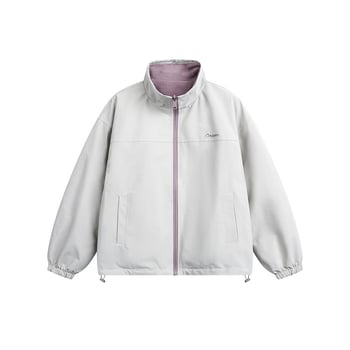 Geacă, stil de lucru japonez, guler înalt, croială lejeră, închidere cu fermoar, buzunare laterale