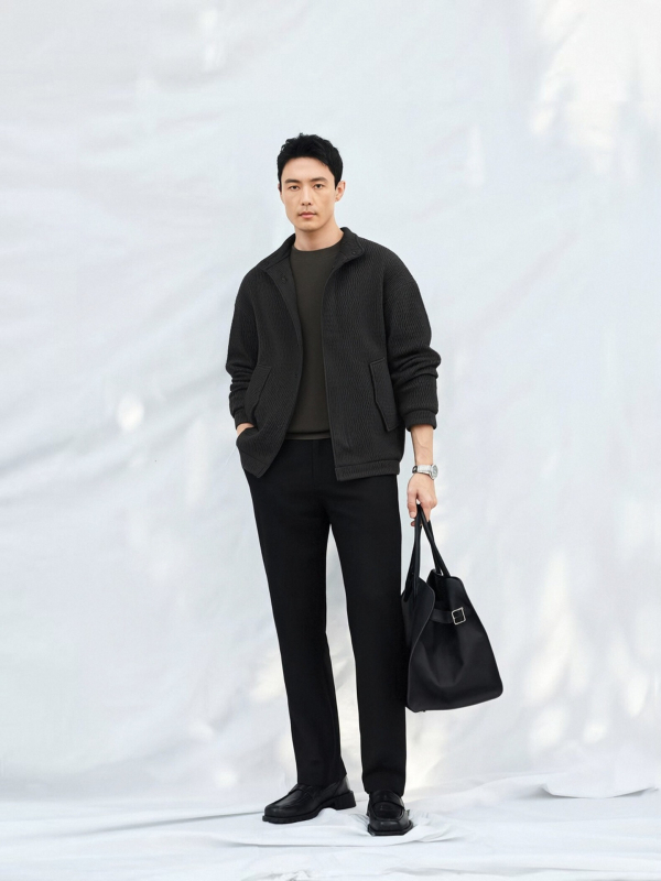 Sacou cu fermoar, exterior nylon 100%, căptușeală poliester, croi lejer