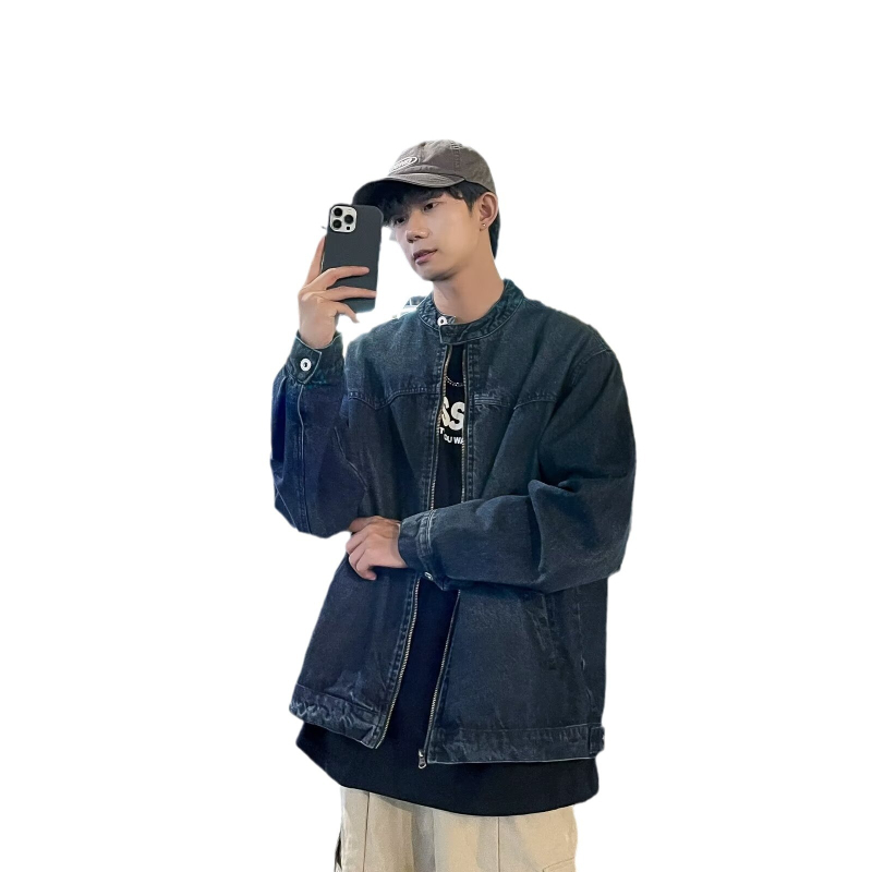 Traper jakna - široki kroj, stojeći ovratnik, zip front, za sve sezone, muško, jesen 2024