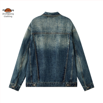 Muška traper jakna vintage, ispran izgled, slobodan kroj, proljeće i jesen, casual stil