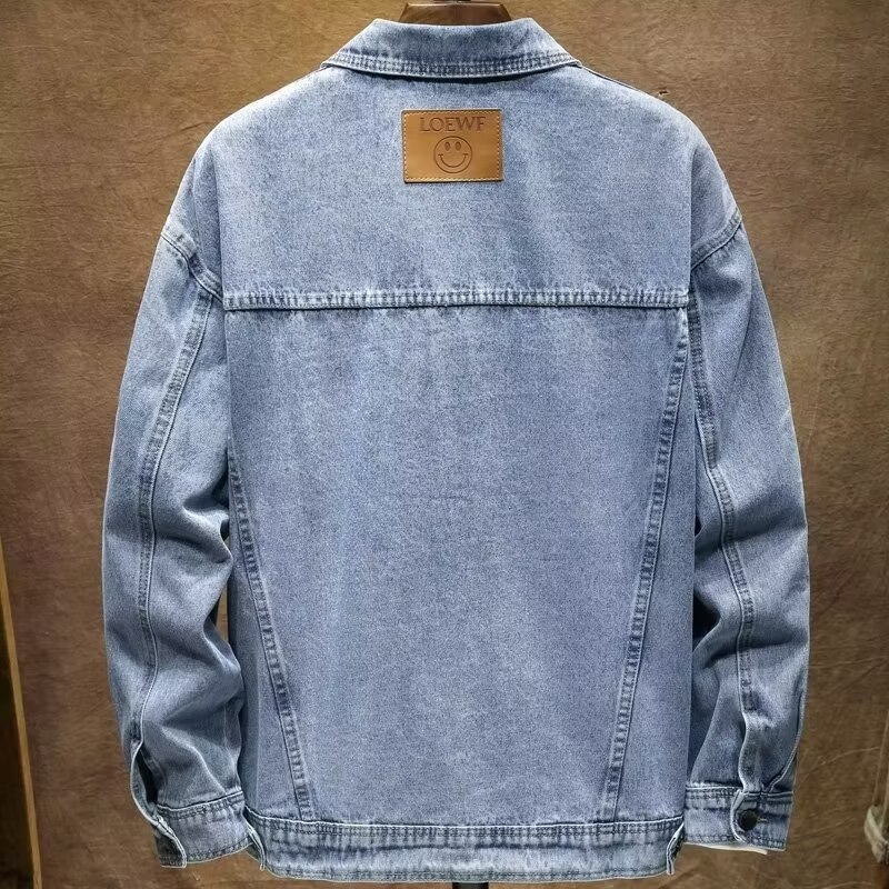 Denim jakna s patchworkom i blok-dizajnom, ovratnik lapel, širok kroj, jednostruko zatvaranje, dugi rukavi, podstava od pamuka