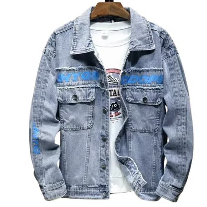 Denim jakna s patchworkom i blok-dizajnom, ovratnik lapel, širok kroj, jednostruko zatvaranje, dugi rukavi, podstava od pamuka