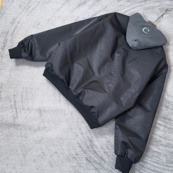 Jachetă unisex cu glugă, broderie cu inele duble, croială lejeră, fermoar, 100% bumbac