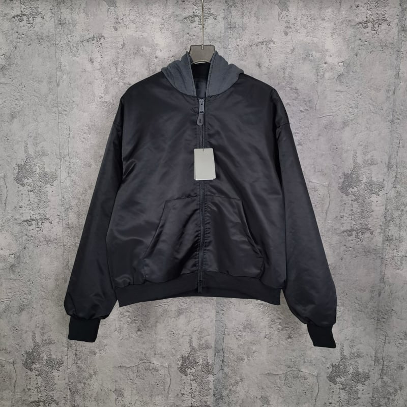 Jachetă unisex cu glugă, broderie cu inele duble, croială lejeră, fermoar, 100% bumbac