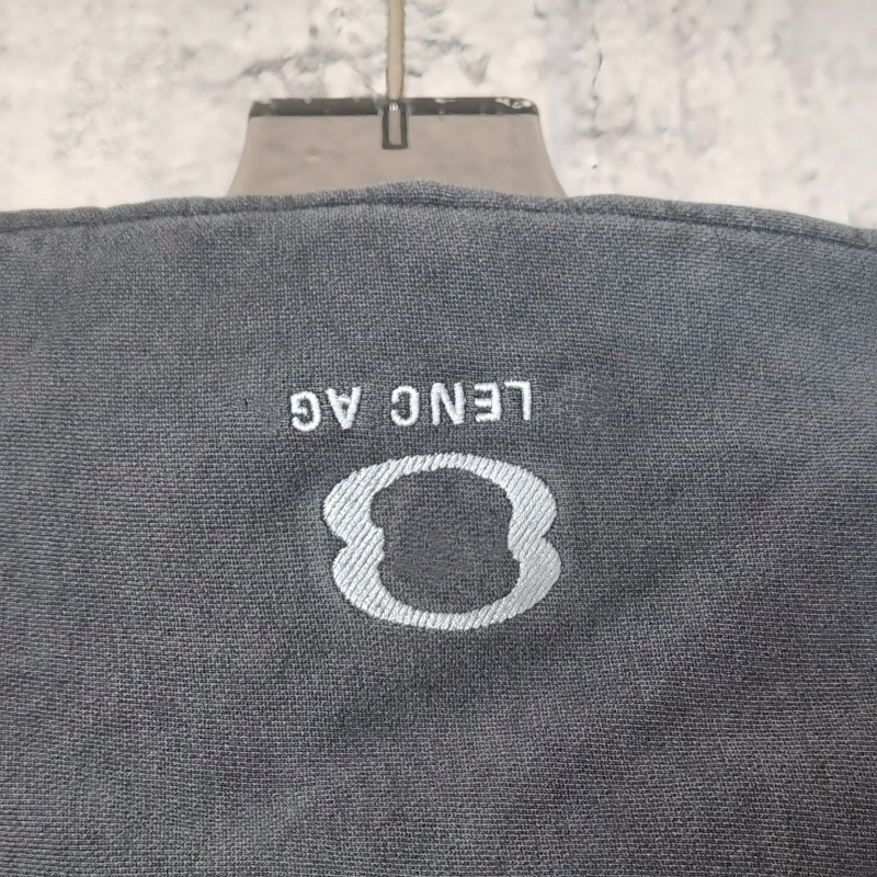 Jachetă unisex cu glugă, broderie cu inele duble, croială lejeră, fermoar, 100% bumbac