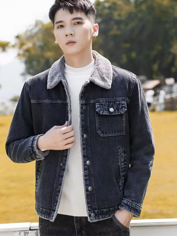 Traper jakna s flis podstavom i ovratnikom od jagnjeće kožušine, jednostruko zatvaranje, zimska vanjska odjeća