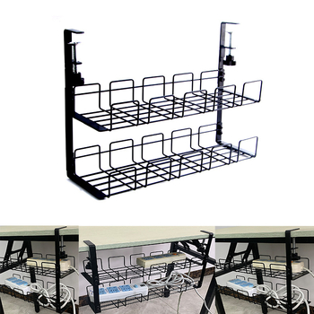 Regal za upravljanje kablov ispod stola, od željeza, bez bušenja, kuka montaža, jednoslojni