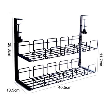 Regal za upravljanje kablov ispod stola, od željeza, bez bušenja, kuka montaža, jednoslojni