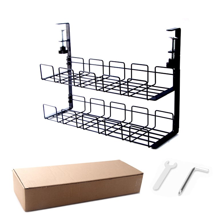 Regal za upravljanje kablov ispod stola, od željeza, bez bušenja, kuka montaža, jednoslojni
