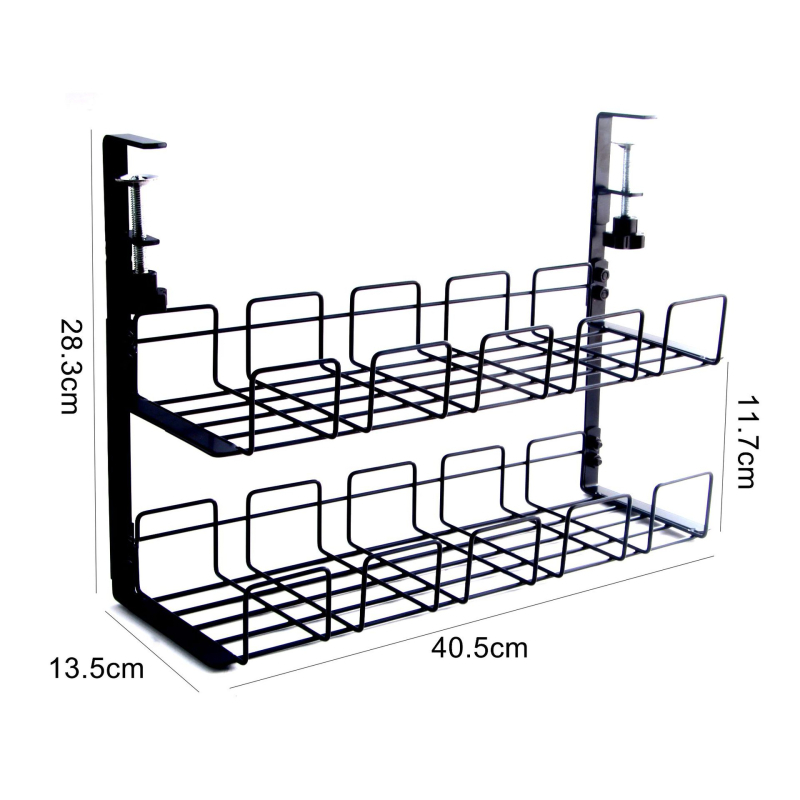 Regal za upravljanje kablov ispod stola, od željeza, bez bušenja, kuka montaža, jednoslojni