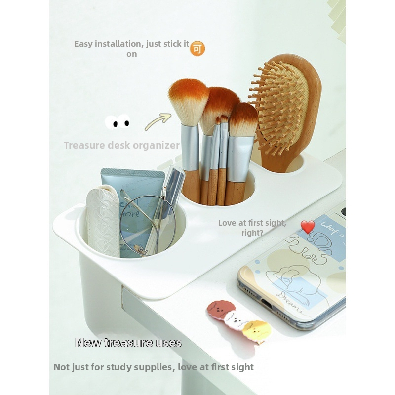 Glāžu turētājs un rakstāmgalda organizētājs pie malas – plastmasa, montāža bez urbumiem, jauns ķīniešu stils