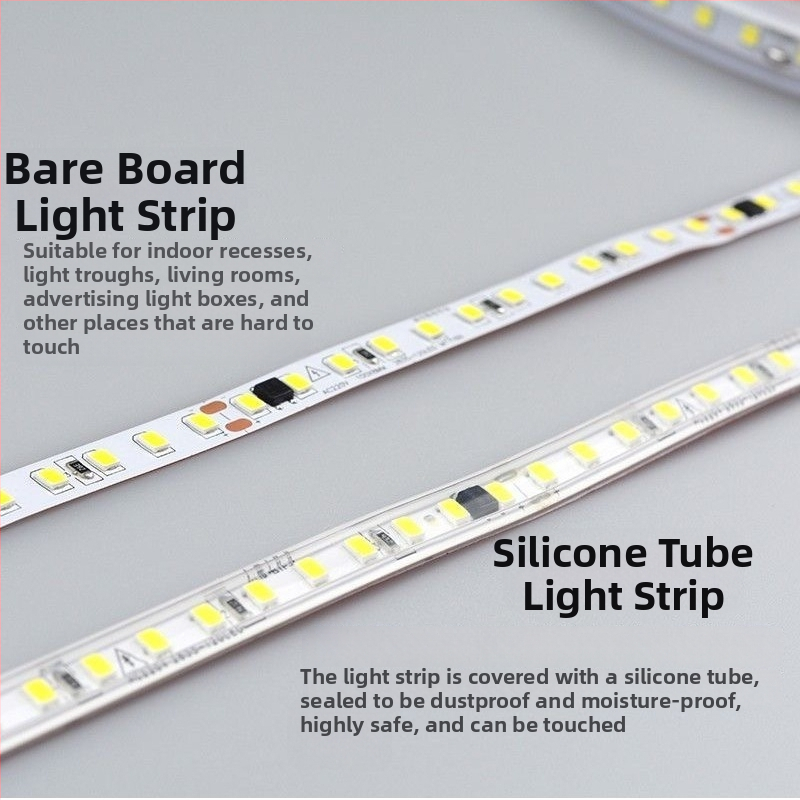 Monochrominė LED juostelė 220V – linijinis įmontuotas apšvietimas vitrinoms, lipnus dekoratyvinis šviesos juostelė, 10–15W, LED mikroschema Xing jian, CRI 60–79