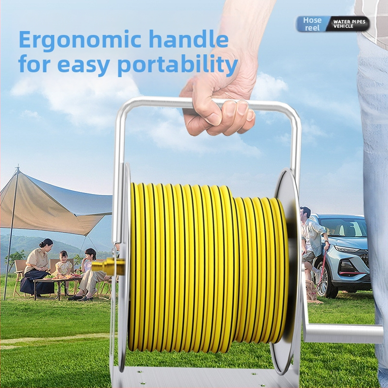 Sangmei Mājas šļūtenes ruļlis automašīnas mazgāšanai un ūdens pistoles uzglabāšanai, šļūtenes vēršanas mehānisms dārzam