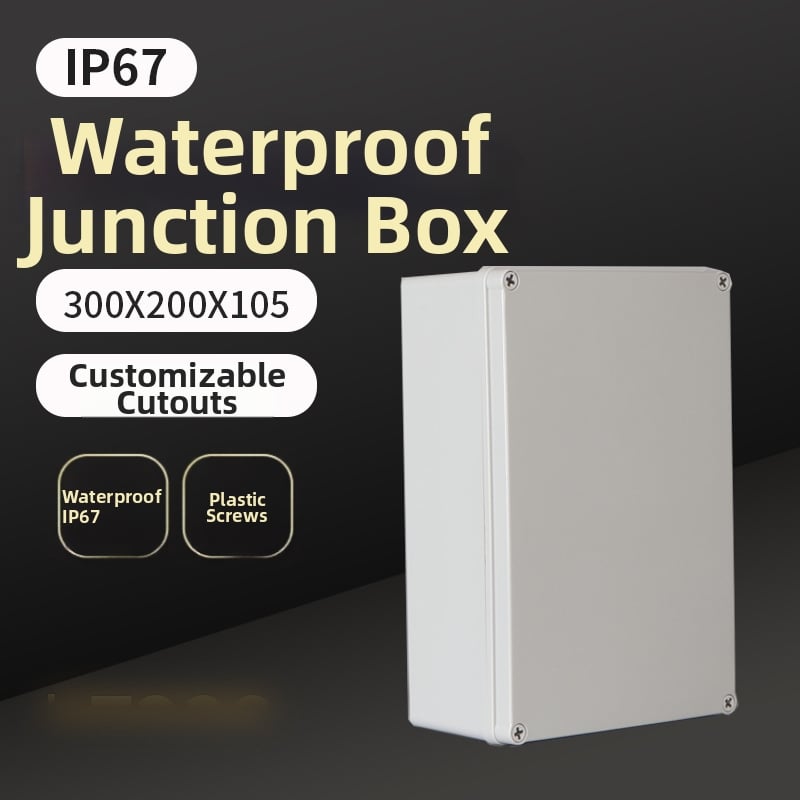 Plastová vodotesná rozvodná skrinka IP67, káblová rozvodka pre priemyselné napájanie, kód AG300*200*105
