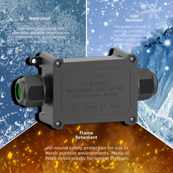 M2068S-2T vodootporna kutija za terminal za vanjsko napajanje, IP68, PA66 najlon