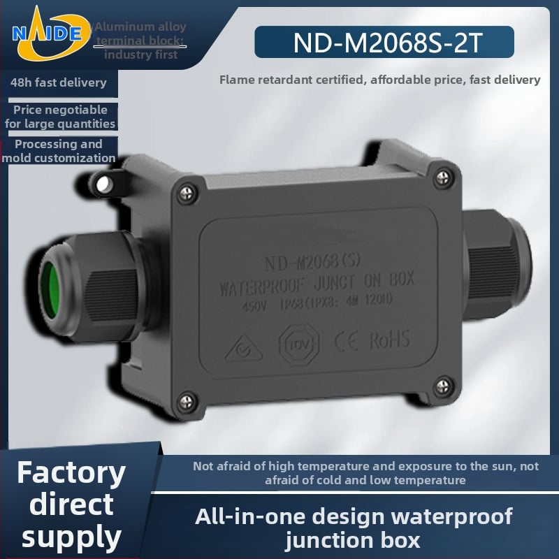M2068S-2T vodootporna kutija za terminal za vanjsko napajanje, IP68, PA66 najlon