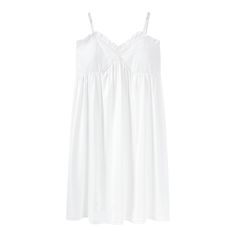 Dirželinė naktinė su nėriniais ir krūties pagalvėle, modalinis medvilnė, vasaros namų drabužiai