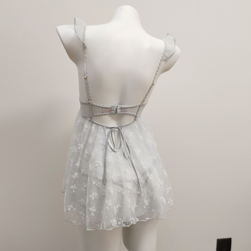 Moteriška vasarinė tinklinė naktinukė su flokavimo efektu, sling stilius, V formos iškirptė, be rankovių, kvėpuojanti ir patogi, 80–90% poliesterio