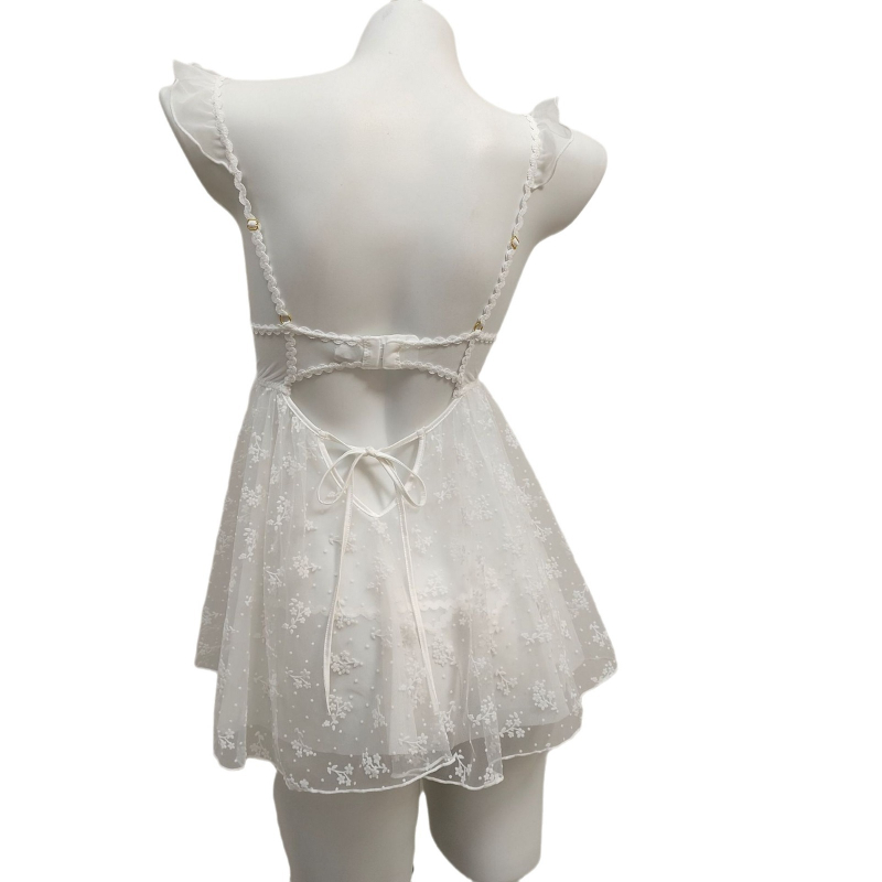 Moteriška vasarinė tinklinė naktinukė su flokavimo efektu, sling stilius, V formos iškirptė, be rankovių, kvėpuojanti ir patogi, 80–90% poliesterio