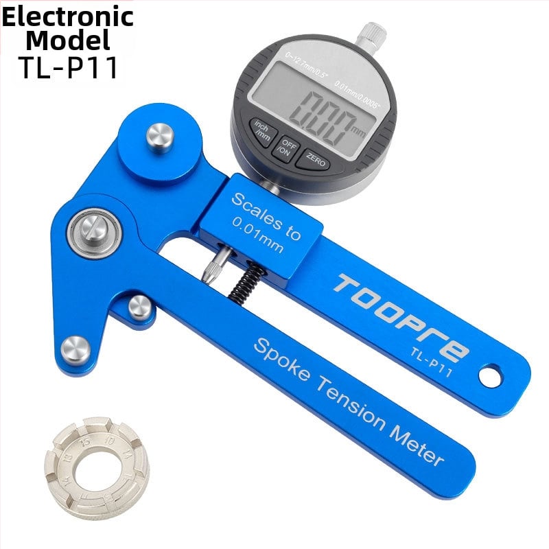 TOOPRE Μετρητής Τάσης Σπείρων Ποδηλάτου με Ψηφιακή Οθόνη – Αλουμινίου Κράμα, Εργαλείο Ευθυγράμμισης Δακτυλίου και Ρύθμισης Καλωδίων Τροχού